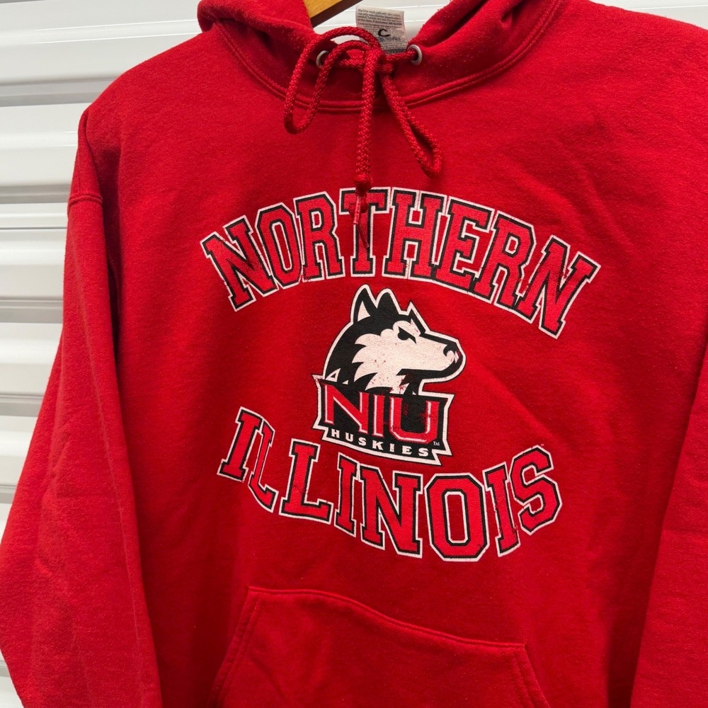 Vintage 00s Northern Illinois University College Red Mens Large Hoodie - Picture 2 of 4